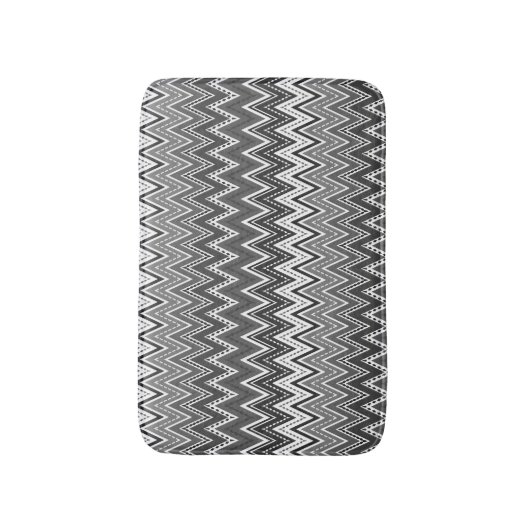 Zickzack-Muster in Schwarzweiß Badematte (Vorderseite Vertikal)