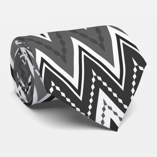 Zickzack-Muster in Schwarzweiß Krawatte (Gerollt)