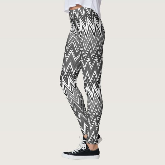 Zickzack-Muster in Schwarzweiß Leggings (Links)
