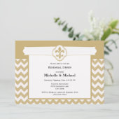 Zickzack Muster Lilie Event Gold White Einladung (Stehend Vorderseite)