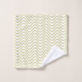 Zickzack Muster Lime Green auf Cream White Zigzag Badhandtuch Set (Waschlappen)