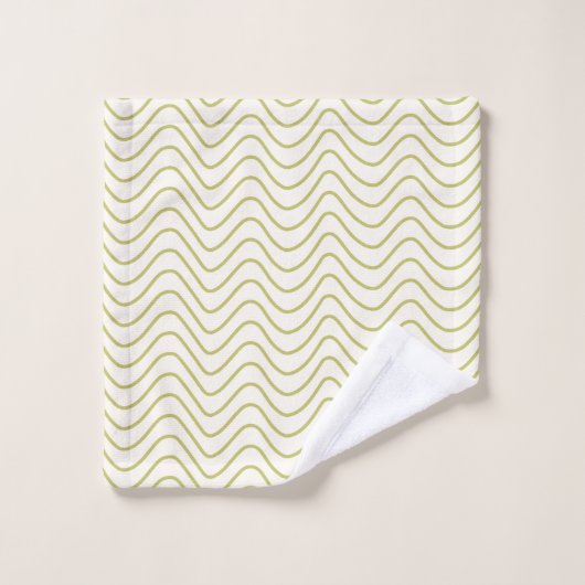 Zickzack Muster Lime Green auf Cream White Zigzag Badhandtuch Set (Waschlappen)