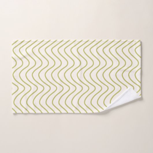 Zickzack Muster Lime Green auf Cream White Zigzag Badhandtuch Set (Handtuch)