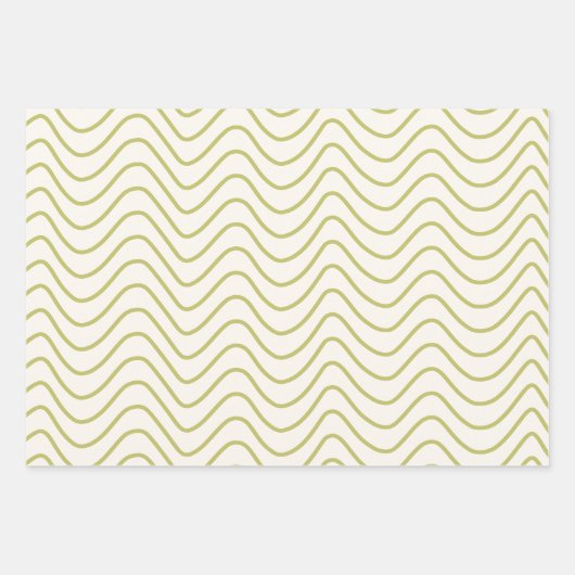 Zickzack Muster Lime Green auf Cream White Zigzag Geschenkpapier Set (Vorderseite 3)