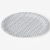 Zickzack Muster Minimale Linie Blau auf Creme Whit Pappteller (Schrägansicht)
