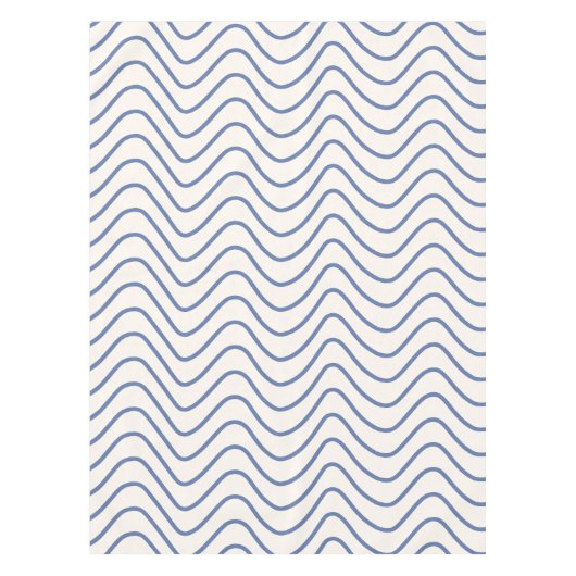 Zickzack Muster Minimale Linie Blau auf Creme Whit Tischdecke (Vorderseite)