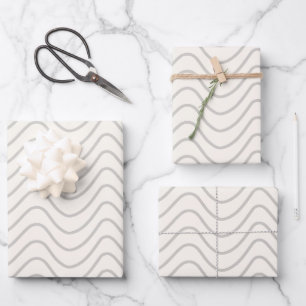 Zickzack Muster mit minimaler Linie weiß und grau Geschenkpapier Set