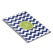 Zickzack Muster mit Monogram - Navy Limon Notizblock (Rechte Seite)