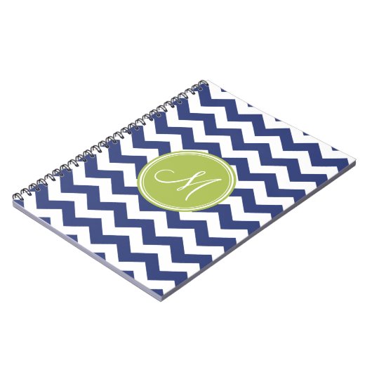 Zickzack Muster mit Monogram - Navy Limon Notizblock (Linke Seite)