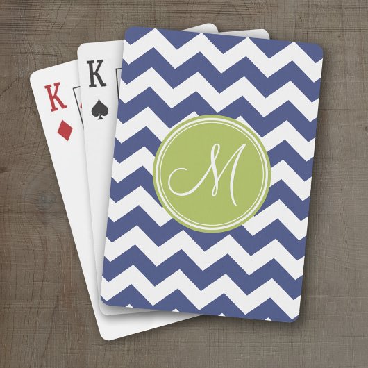 Zickzack Muster mit Monogram - Navy Limon Spielkarten