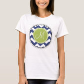 Zickzack Muster mit Monogram - Navy Limon T-Shirt (Vorderseite)