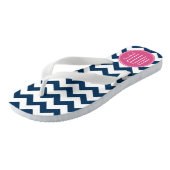 Zickzack Muster mit Monogram - Navy Magenta Badesandalen (Schrägansicht)