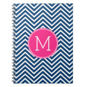 Zickzack Muster mit Monogram - Navy Magenta Notizblock (Vorderseite)