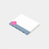 Zickzack Muster mit Monogram - Navy Magenta Post-it Klebezettel (angewinkelt)