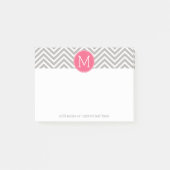 Zickzack Muster mit Monogram - Pink Gray Post-it Klebezettel (Vorderseite)