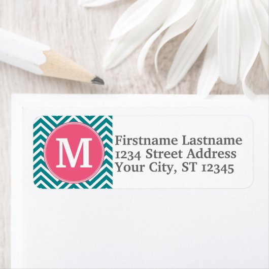 Zickzack Muster mit Monogramm - Rosa Aquamarin (Insitu)