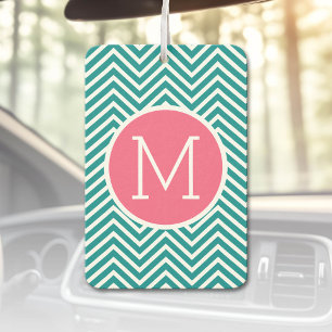 Zickzack Muster mit Monogramm - Rosa Aquamarin Autolufterfrischer