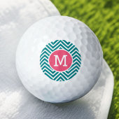 Zickzack Muster mit Monogramm - Rosa Aquamarin Golfball