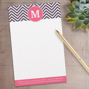 Zickzack Muster mit Monogramm - Rosa Lila Briefpapier