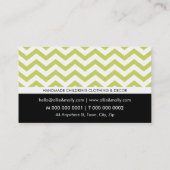 Zickzack Muster, modern, schwarz-grün Visitenkarte (Rückseite)
