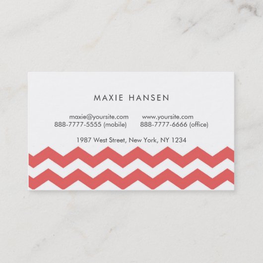 Zickzack Muster Moderne Visitenkarte (Rückseite)