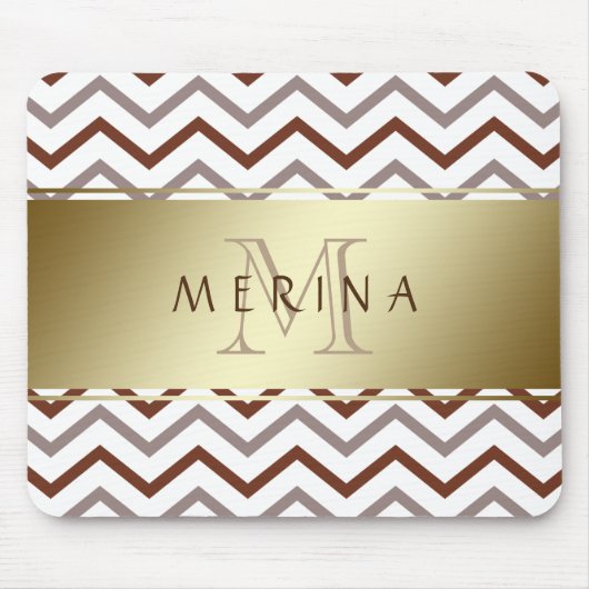 Zickzack Muster Monogram personalisieren Mousepad (Vorne)