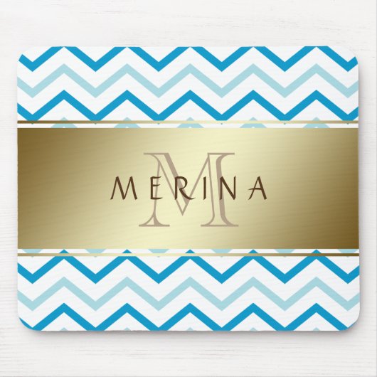 Zickzack Muster Monogram personalisieren Mousepad (Vorne)
