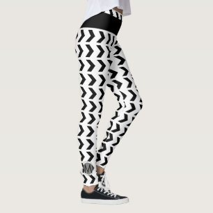Zickzack Muster Niedliches Mit Monogramm Schwarz Leggings