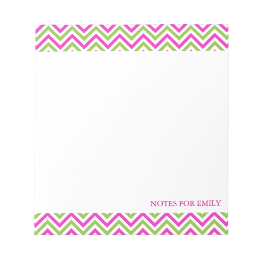 Zickzack Muster Personalisiert Memo Monogramm Notizblock (Vorderseite)