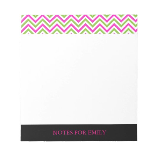 Zickzack Muster Personalisiert Memo Monogramm Notizblock (Vorderseite)