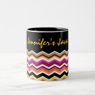 Zickzack-Muster-personalisierte Zweifarbige Tasse