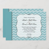 Zickzack Muster Rahmen Aquamarin blaue Hochzeit Einladung (Vorne/Hinten)