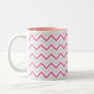 Zickzack Muster-Rosa u. graues modernes Zweifarbige Tasse