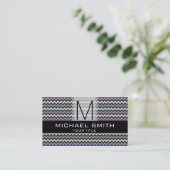 Zickzack Muster Schwarz Modernes Monogramm #9 Visitenkarte (Stehend Vorderseite)