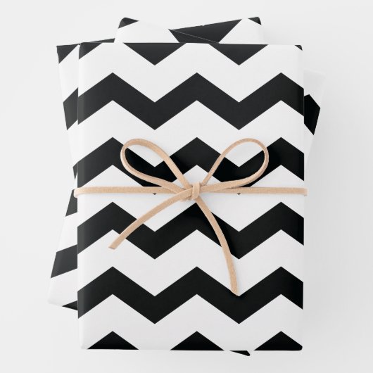 Zickzack Muster Schwarz-Weiß Geschenkpapier Set (Beispiel)