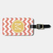 Zickzack Muster Single Monogram - Coral und Lemon Gepäckanhänger (Vorderseite horizontal)