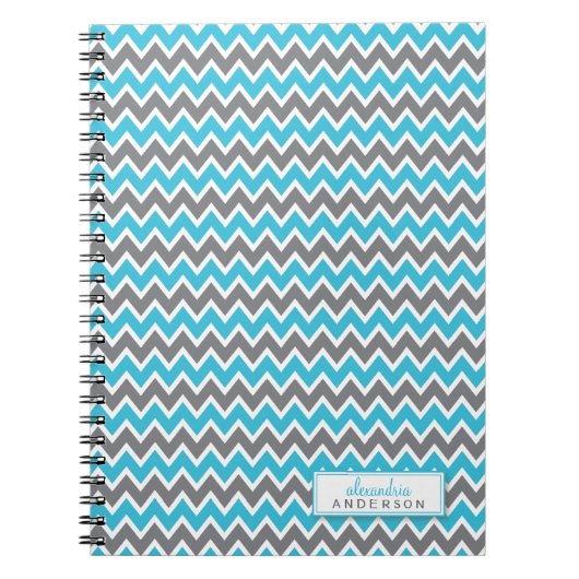 Zickzack Muster Trendy Notebook (Aqua) Notizblock (Vorderseite)