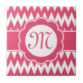 Zickzack Muster und Monogramm-Blume Fliese (Vorderseite)