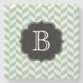 Zickzack Muster von Aqua und White Herringbone Steinuntersetzer (Vorderseite)