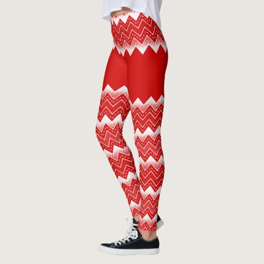 Zickzack Muster weiß und rot Leggings (Links)