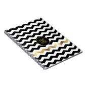 Zickzack Muster weiß und schwarz | Monogramm Notizblock (Rechte Seite)