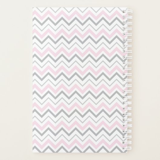 Zickzack Muster wöchentlich, rosa und grau Planer (Rückseite)
