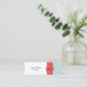 Zickzack-Muster, Zickzack Muster - weißes Blau Mini Visitenkarte (Stehend Vorderseite)