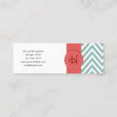 Zickzack-Muster, Zickzack Muster - weißes Blau Mini Visitenkarte (Rückseite)