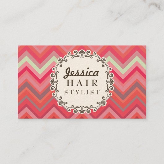 Zickzack Musterhaar stylische Terminkarten Terminkarte (Vorderseite)