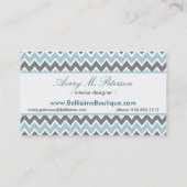 Zickzack Musterkarte (blau/grau) Visitenkarte (Rückseite)