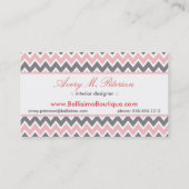 Zickzack Musterkarte (rosa/grau) Visitenkarte (Rückseite)