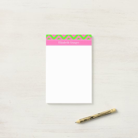 Zickzack Name Monogram Post-it Klebezettel (Auf Schreibtisch)