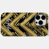 Zickzack Name Schwarz/Gold Personalisiert Case-Mate iPhone Hülle (Rückseite (Horizontal))