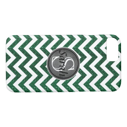 Zickzack Namenplatte - Kelly Green Glitzer Case-Mate iPhone Hülle (Rückseite (Horizontal))